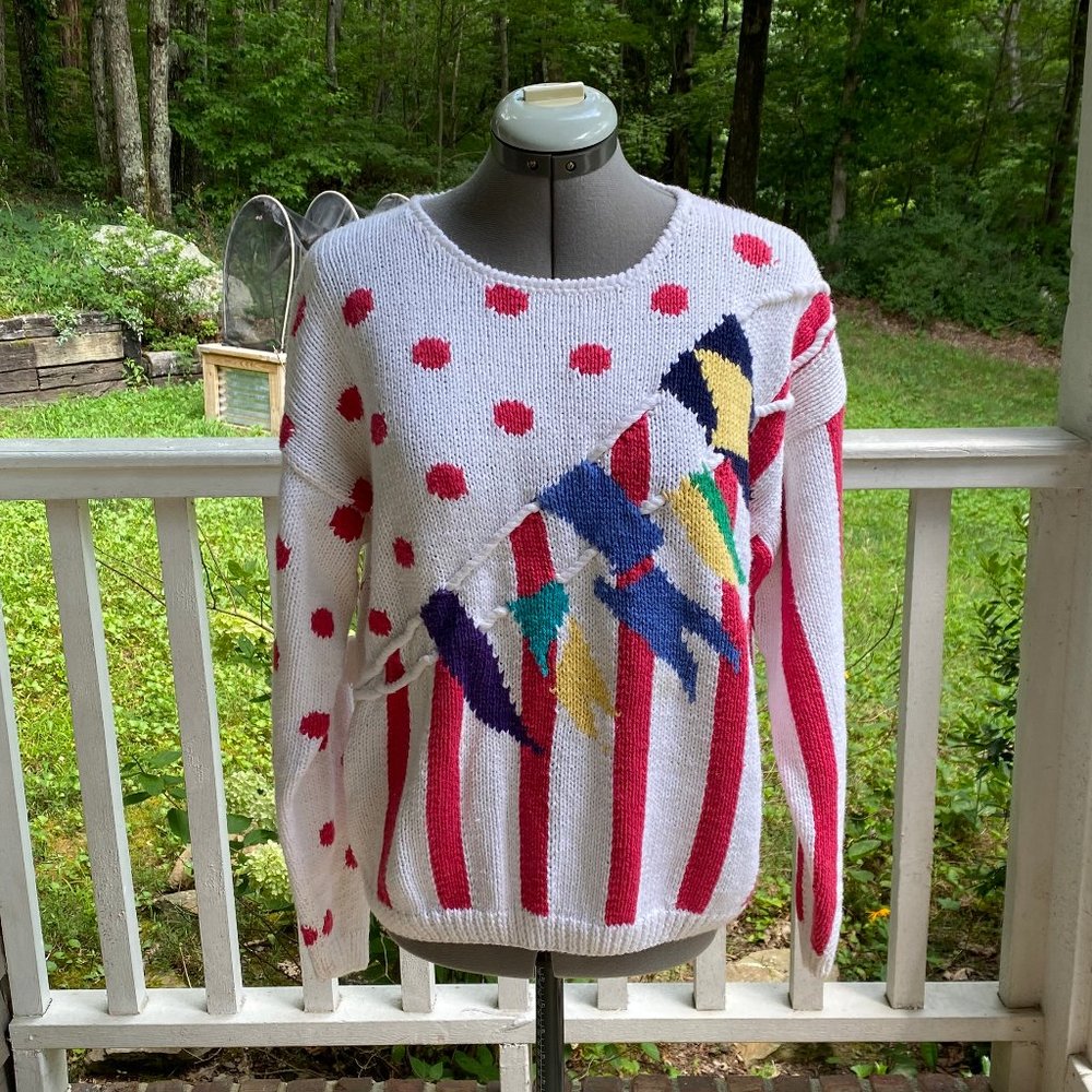 VTG 80s Hand-Knit Nautical Cotton Sweater